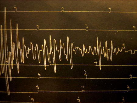 Seismogram on smoked paper