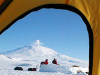 Mt Erebus erupting