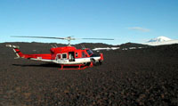 helicopter landing in a cone Mt. Morning