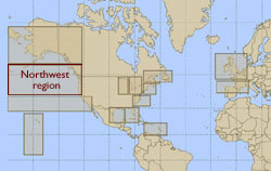 world map with buoy regions